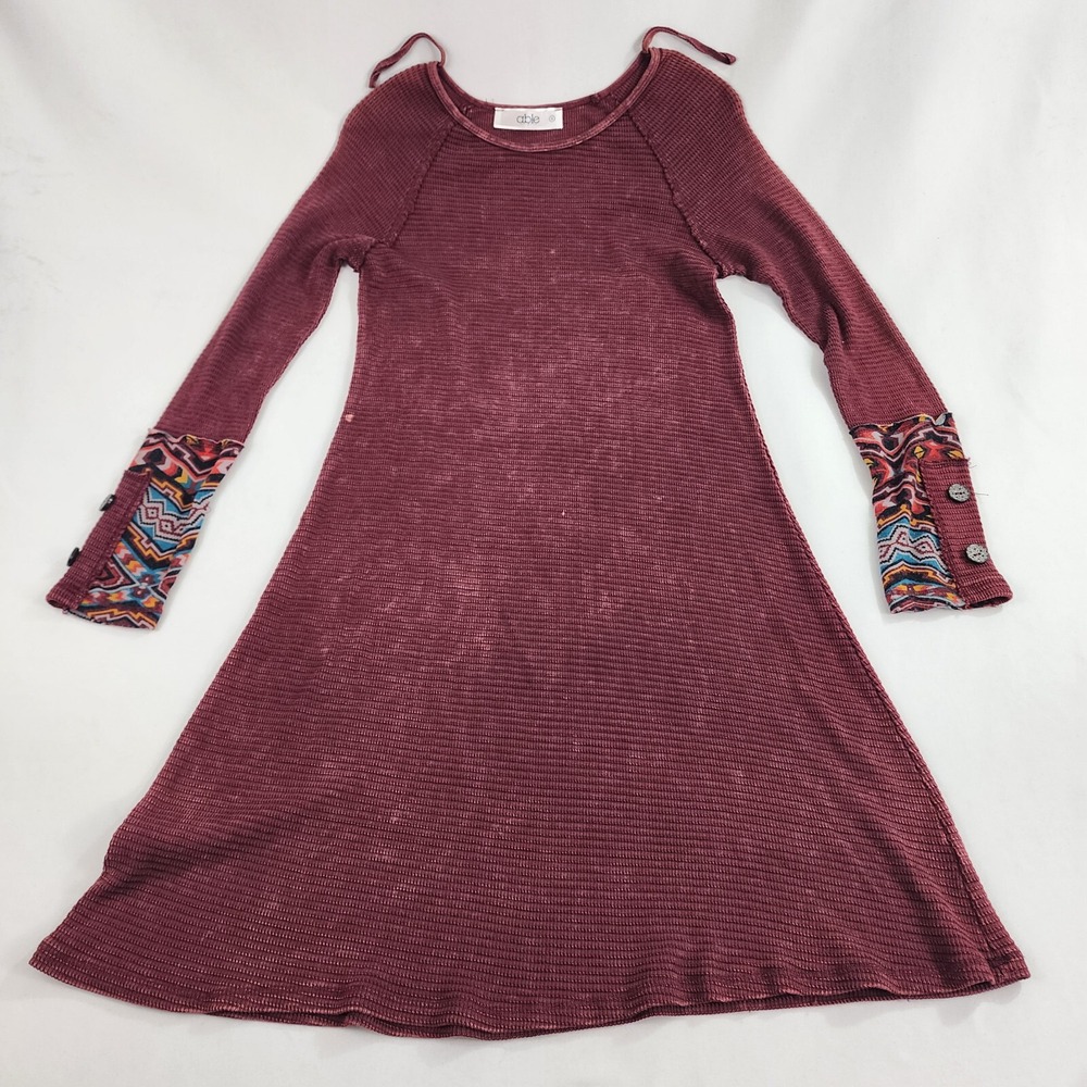 ABLE Dress Womens Small S Burgundy USA made 217019-A Ladies